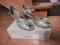 Sandałki szpilki złote r.39 Lasocki skóra naturalna eleganckie