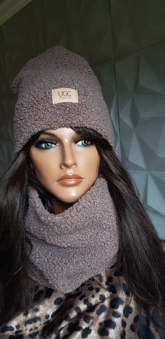 Komplet czapka i komin baranek UGC nowy