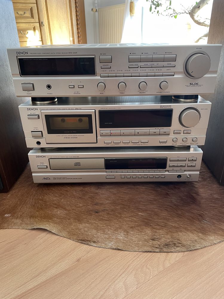 Denon amplituner cd kaseta DRA-345R DRM-710 DCD-690 głośniki quadral