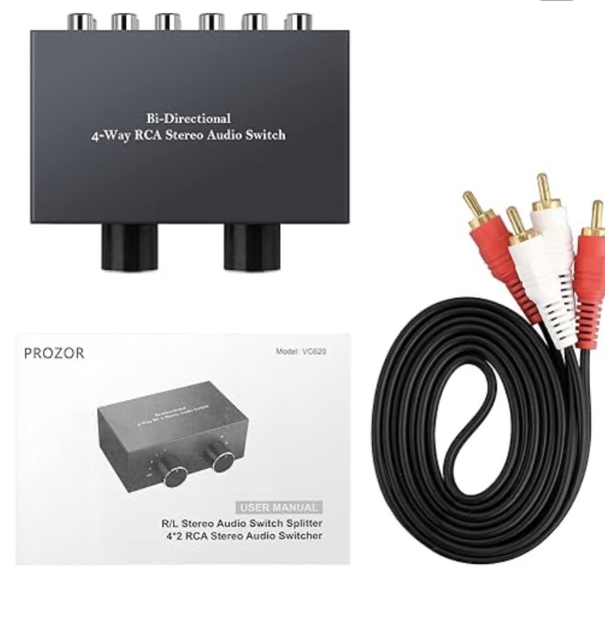 Audio Switch RCA Amp 4vs1 ou 1vs4 - Bidirecional  (novo selado)