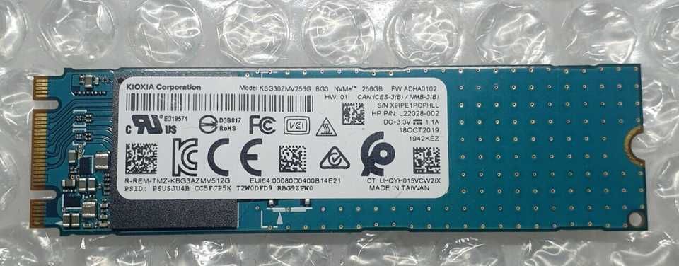 Kioxia Toshiba KBG30ZMV256G BG3 NVME M.2 256GB SSD HP