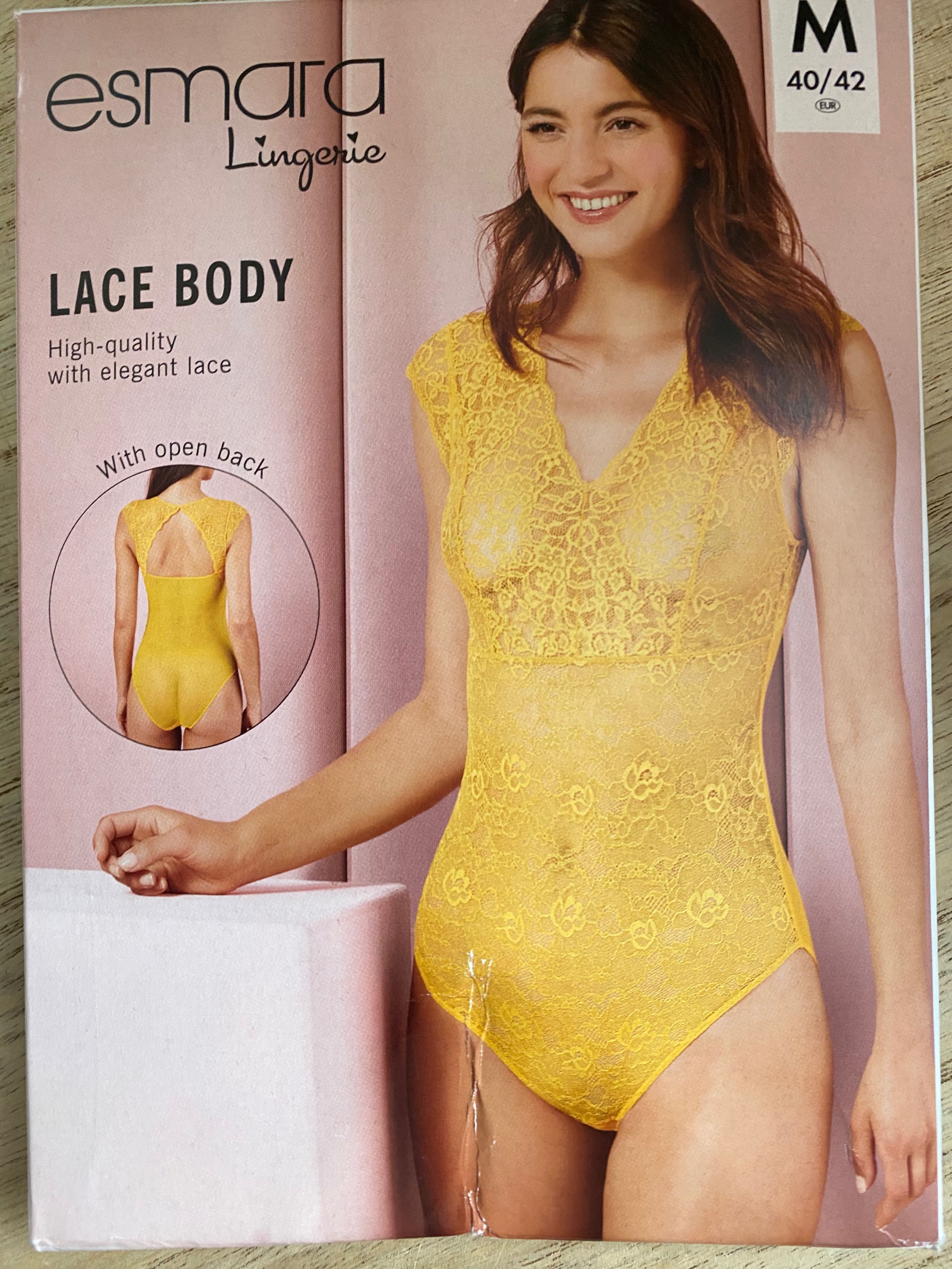 Żółte koronkowe body