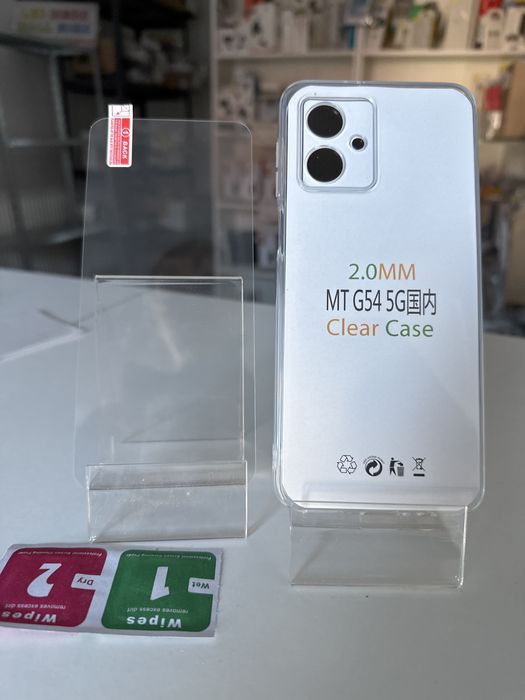 Szkło hartowane i etui przeźroczyste 2mm do MOTROLA G54 5G