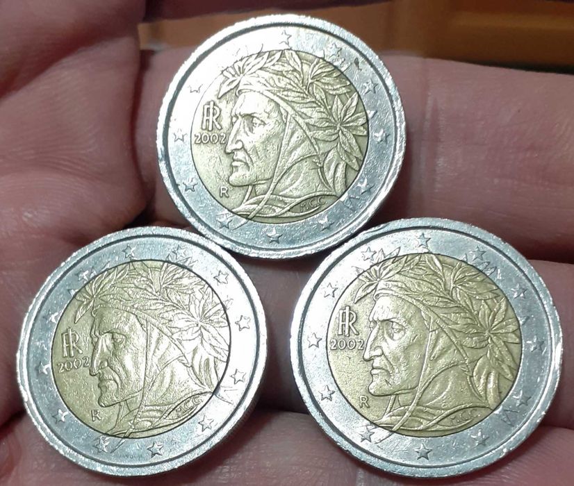 Moedas 2 euros Itália Dante Alighieri