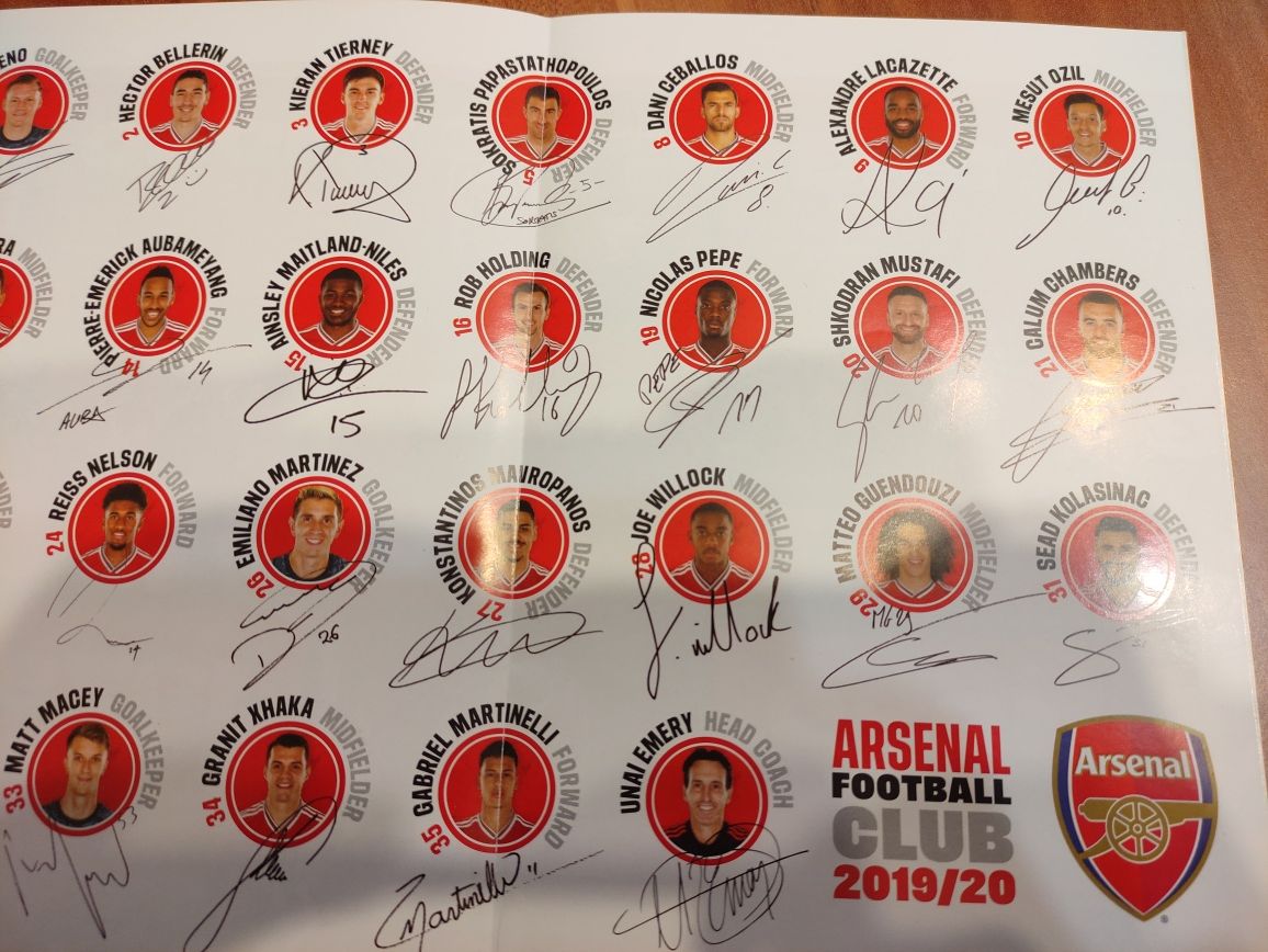 Autograf, podpis - Piłkarze Arsenal 2019/20 Inside Arsenal Piłka Nożna