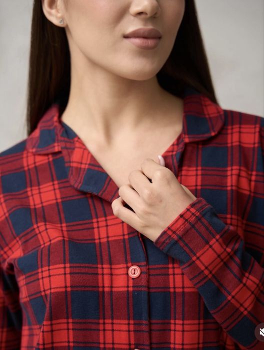 Парні піжами в клітинку family look, фемелі лук