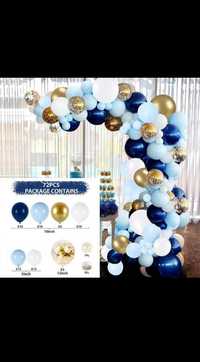 Zestaw Balonów Gold Blue 72szt Girlanda balonowa