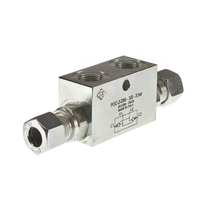 Zawór, zamek hydrauliczny zwrotny bliźniaczy 35L 3/8 na rurkę fi-12mm