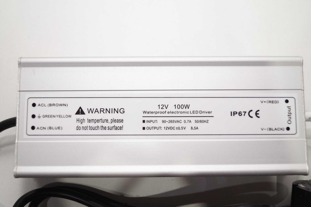 Wodoszczelny zasilacz LED 12V 100W 50/60Hz IP67 8.5A
