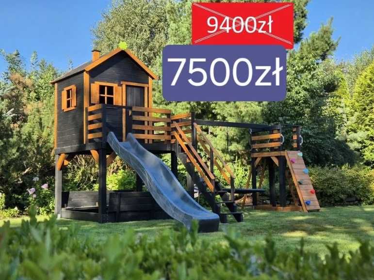 Plac zabaw dla dzieci- domek z wieżą i huśtawkami PRODUCENT