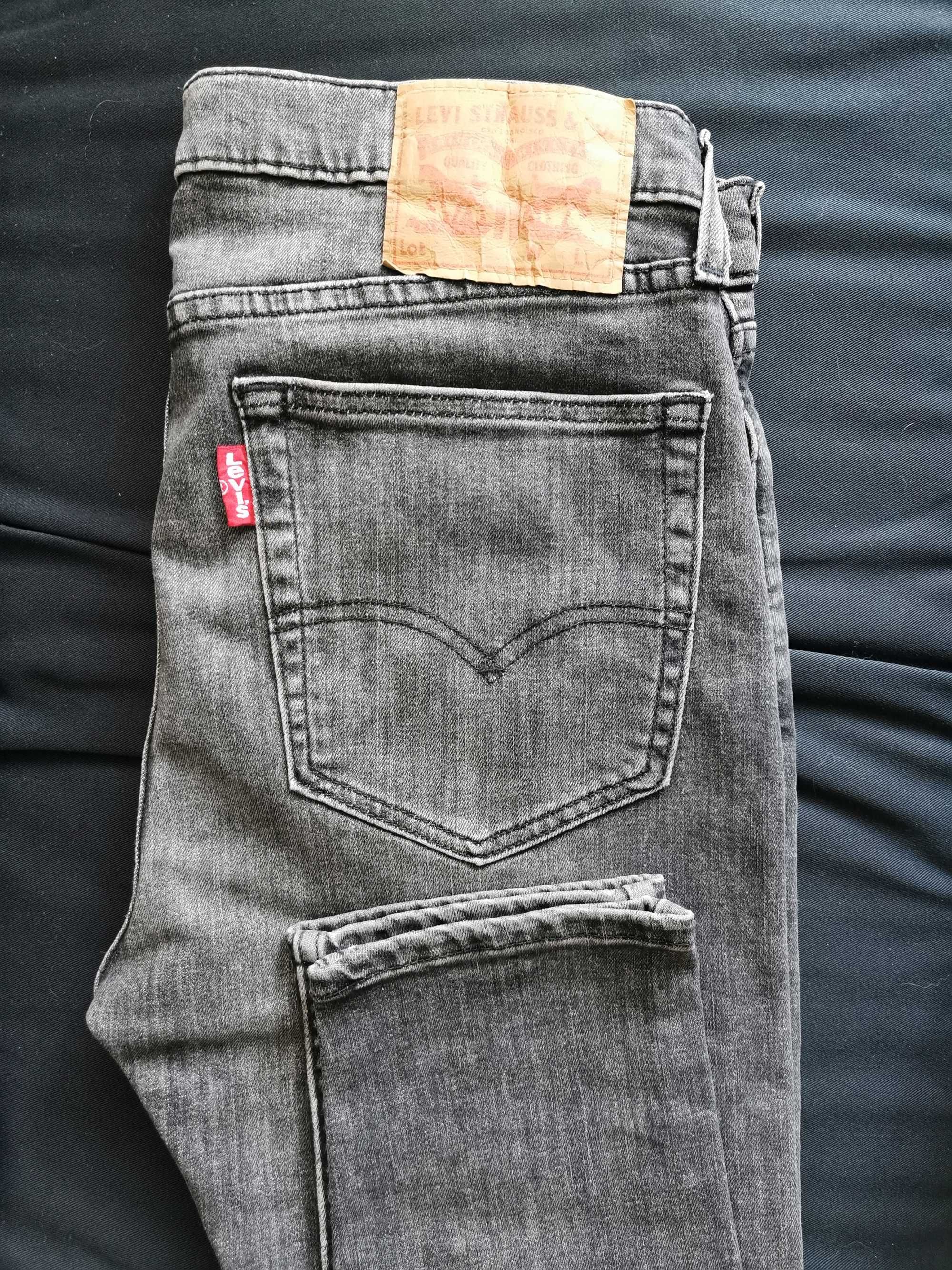 Levis 519 Skinny Fit SZARE jeansy elastyczne W34 dopasowane JAK NOWE