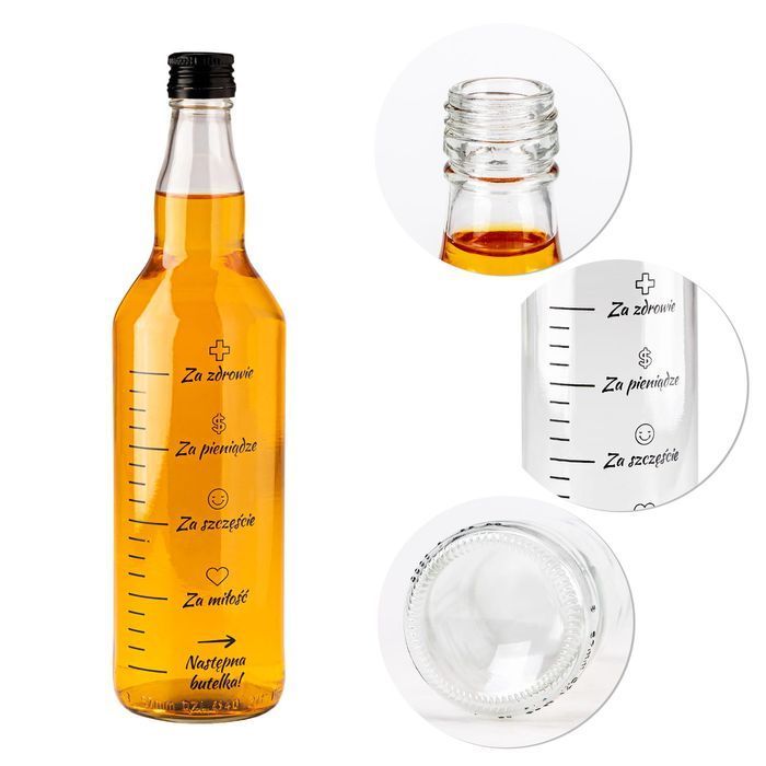 5x Butelka MONOPOLOWA 700 ml  z nadrukiem MIARKA z zakrętką