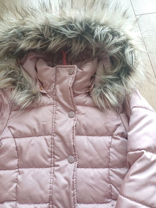 Kurtka zimowa H&M 104 cm, pudrowy róż