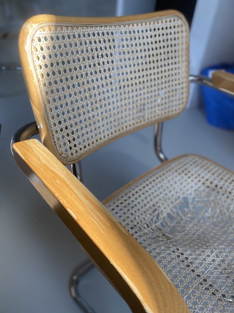 Włoskie Krzesło Cecsa M.Breuer chrom bauhaus mid century ratan vintage