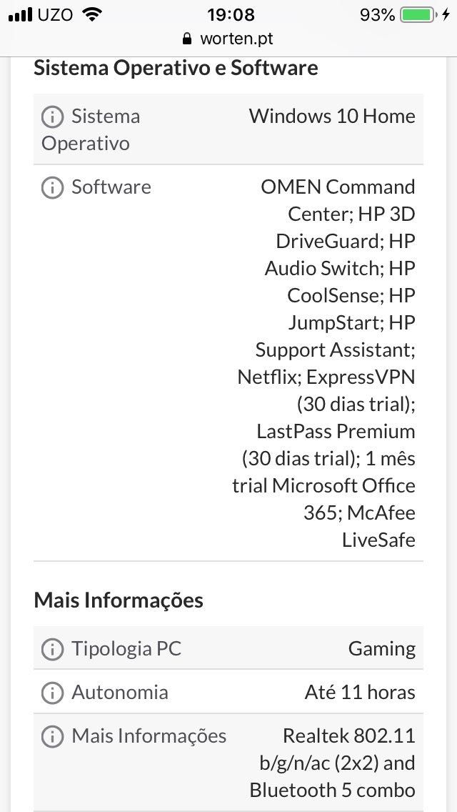 Portátil HP rigorosamente novo