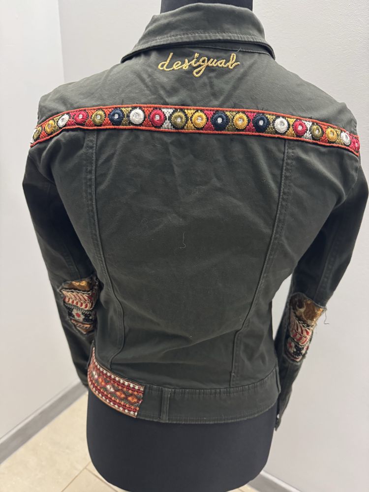 Desigual extra kurtka - katana jeans/ khaki S hafty, extra stan