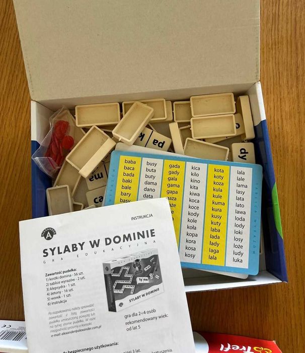 Gry do nauki czytania met. sylabową, domino i karty