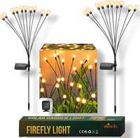 LAMPKI SOLARNE Ogrodowe Firefly Wbijane Kulki Ciepłe 10 LED 72CM