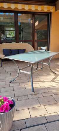 stół do ogrodu na taras aluminiowy szyba hartowana