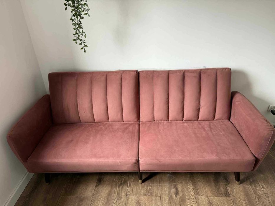 Sofa rozkładana VIMMERBY Welur Różowy
