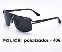 Óculos de sol Police polarizados pretos e dourados - NOVOS