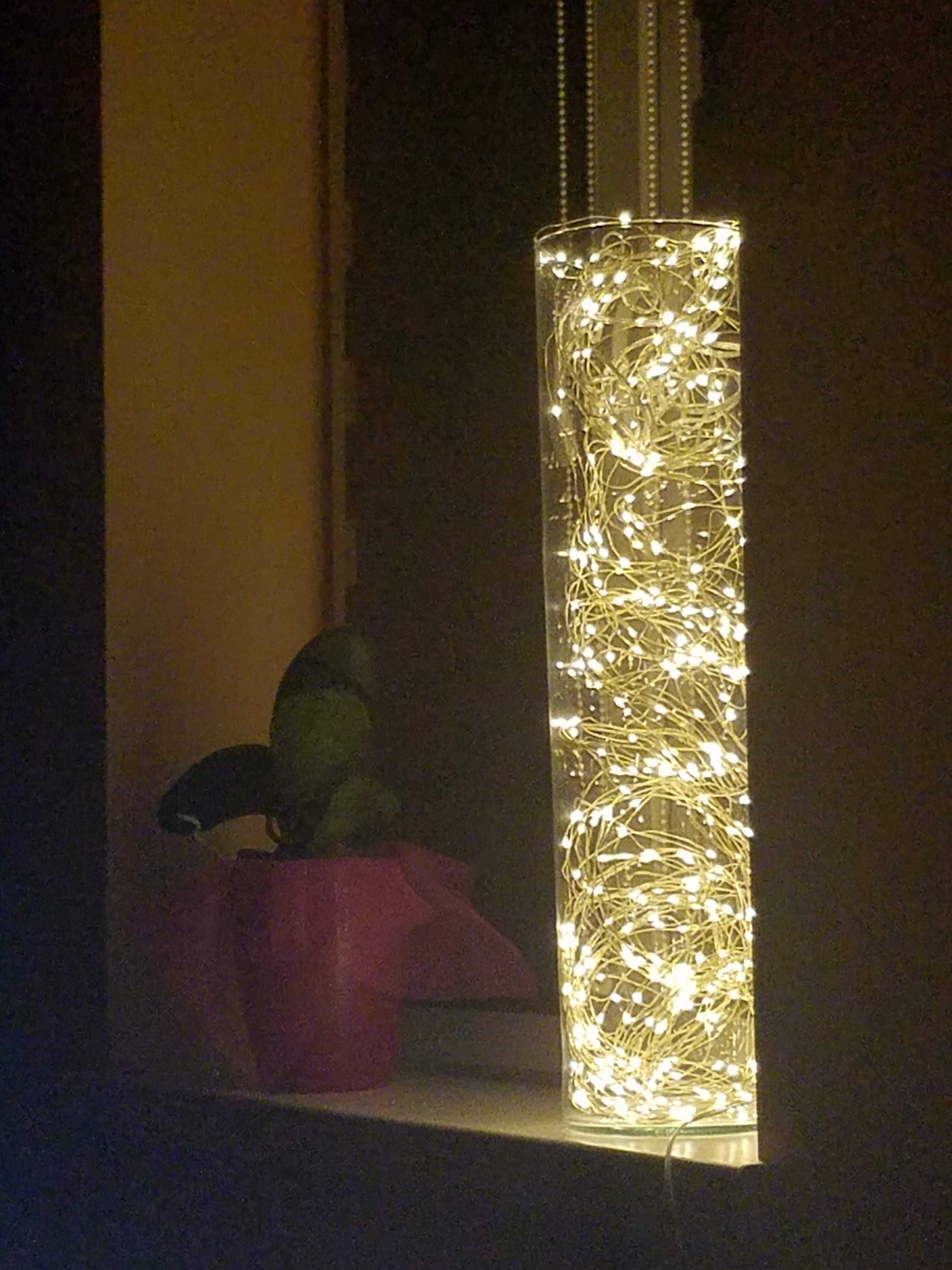 ozdobna tuba dnica doniczka z lampkami lampa handmade diy oświetlenie