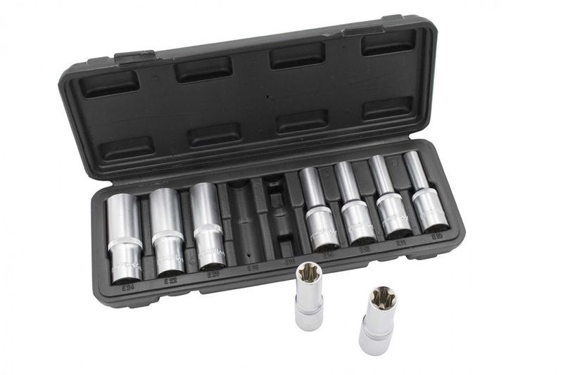 Jogo 9 Chaves Caixa Torx Interior 1/2" Longas (E10 até E24)- 6103