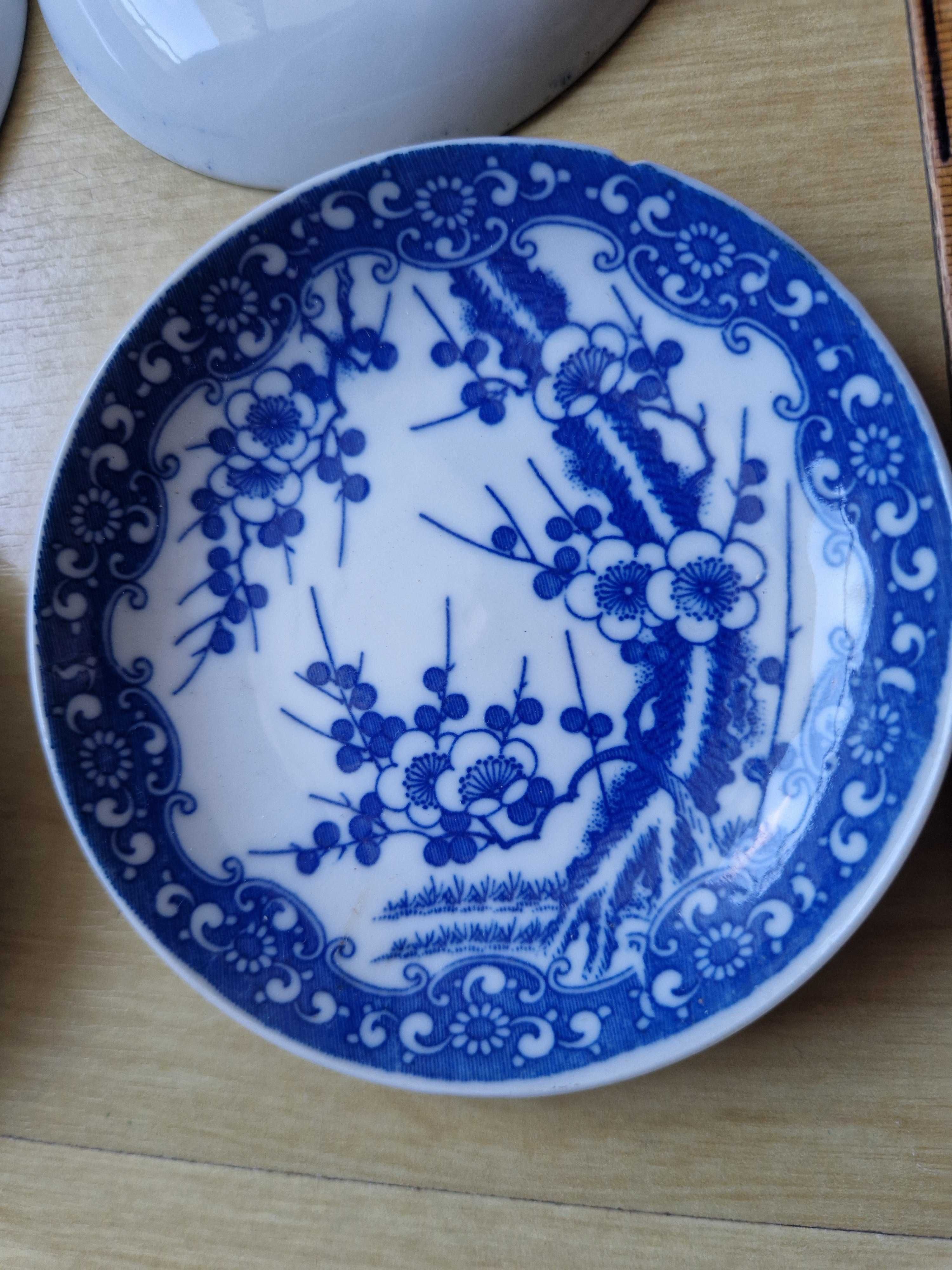 stara chińska porcelana ryżowa komplet 6x talerz 9cm ręcznie malowane