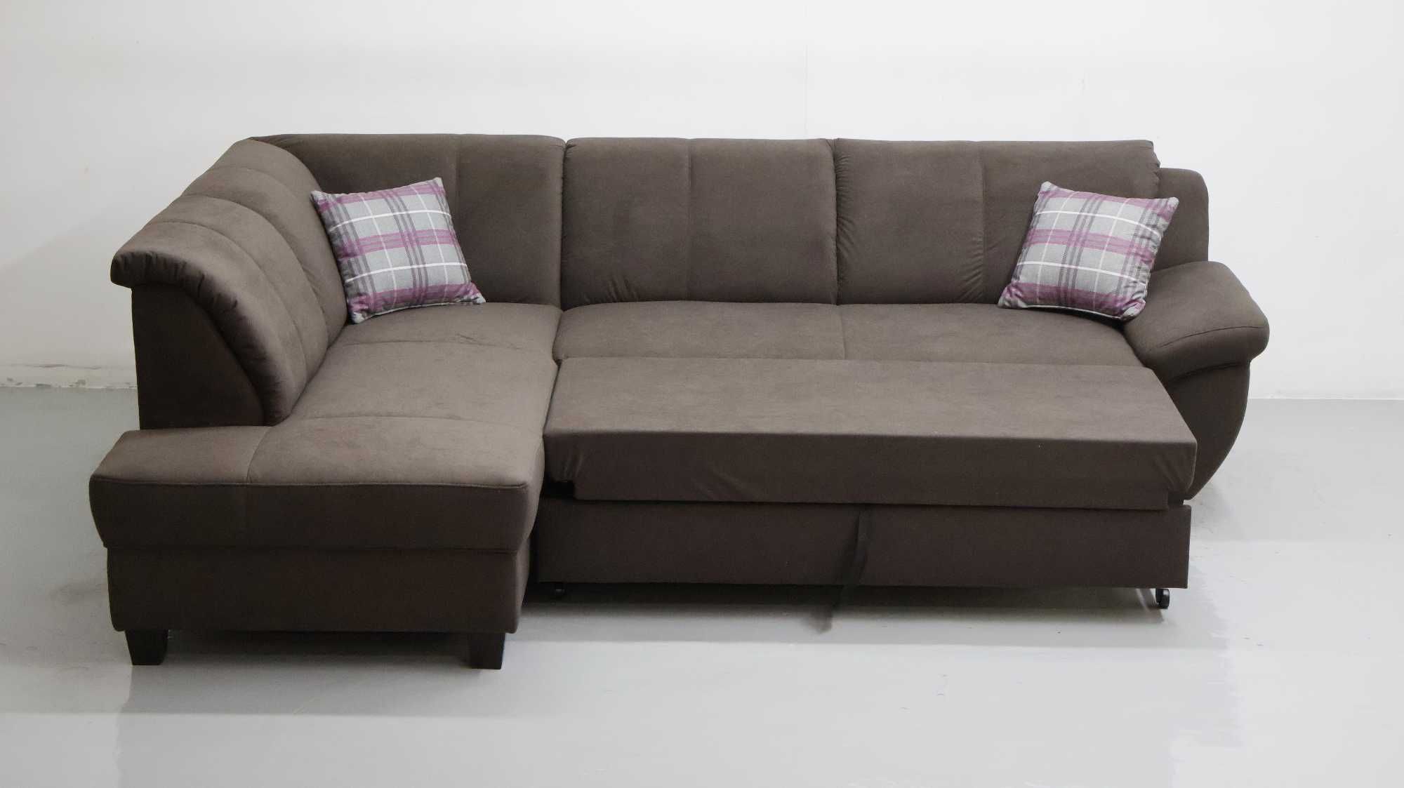 THA DESIGN NAROŻNIK funkcja spania kanapa rogówka DESIGN brązowa tkani
