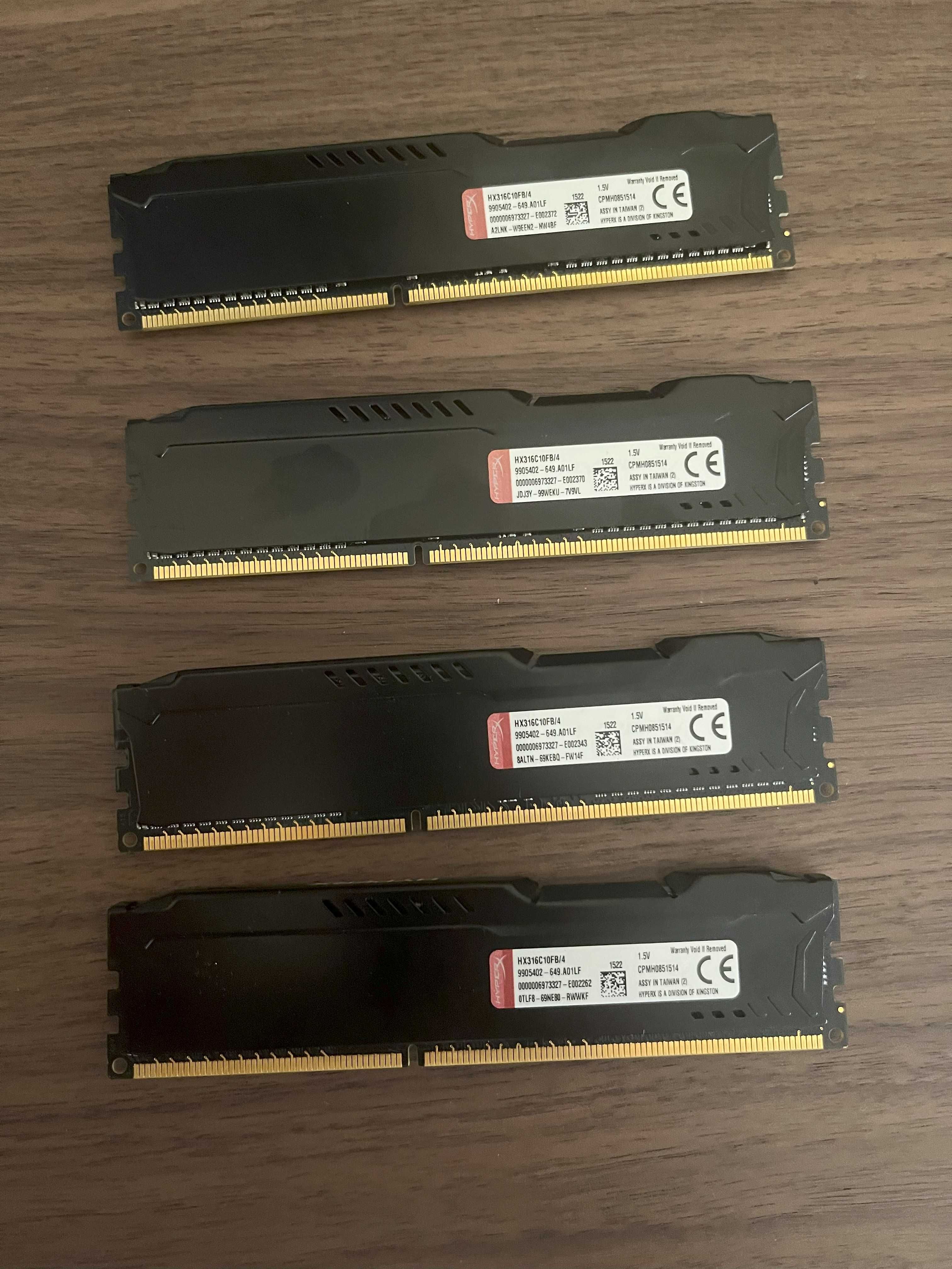 4x Kingston Technology FURY Black 4GB 1600MHz DDR3 HyperX