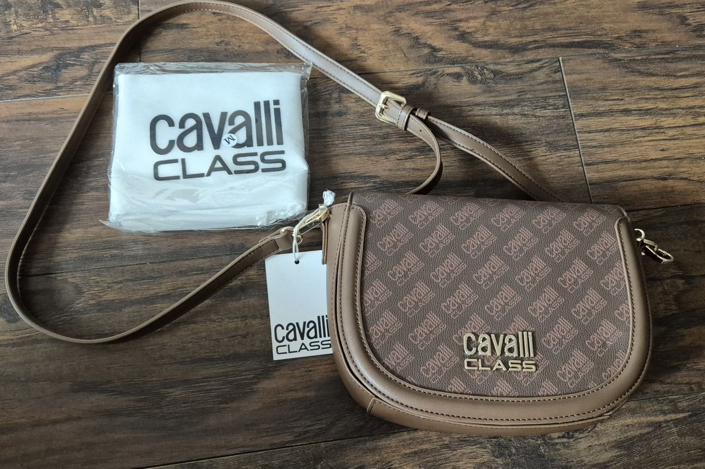 Torba torebka na ramię cavalli class  brązowa nude nowa