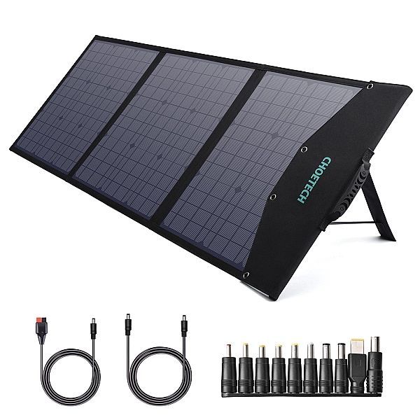Choetech ładowarka solarna Usb składana 120w Dc, Usb C, 2 x Usb czarna