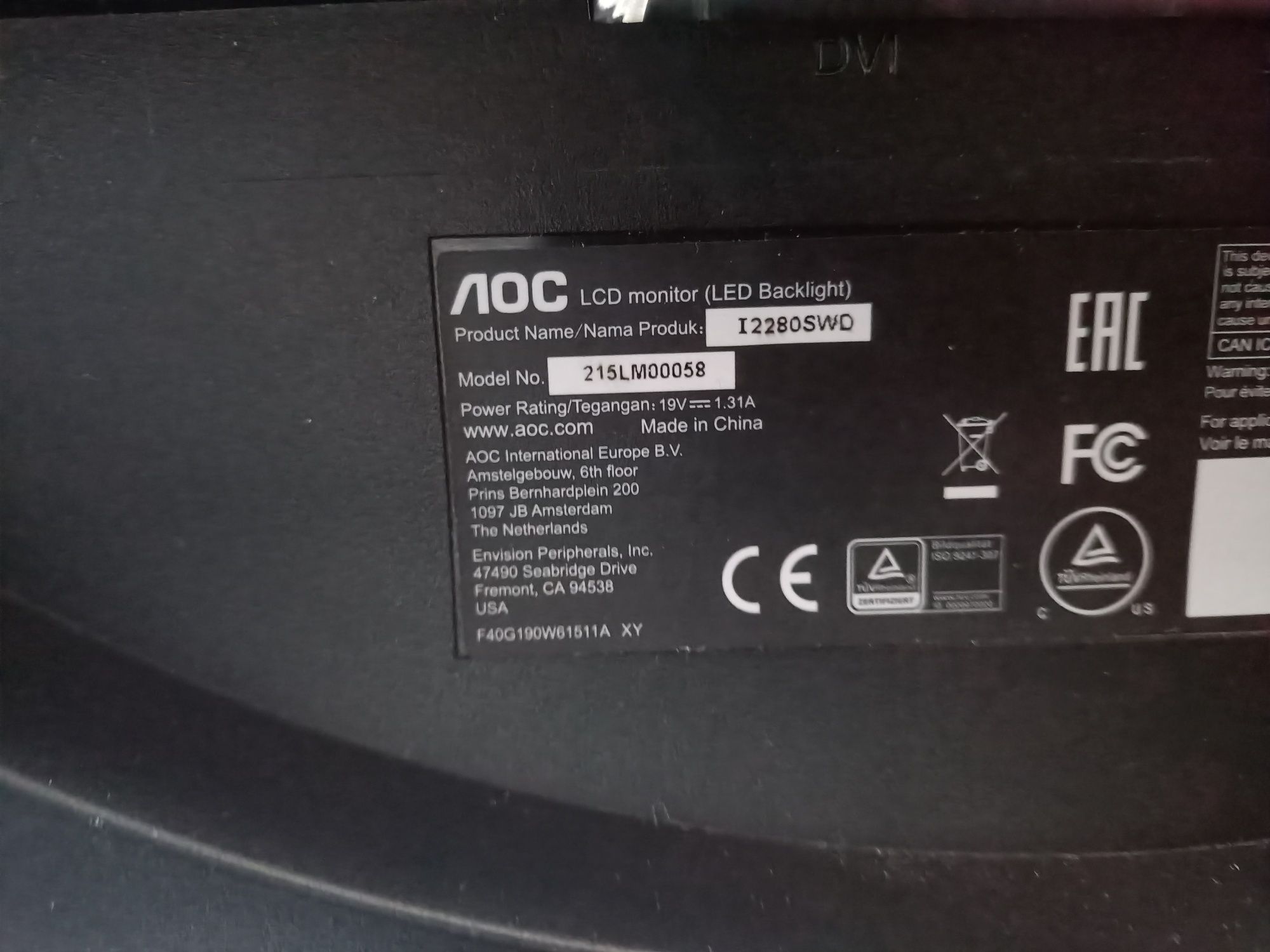 Монітор 21.5" AOC I2280SWD