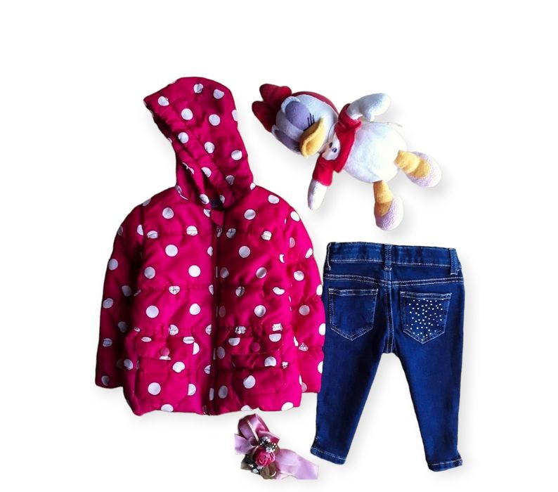 Комплект на 9-12 месяцев, куртка на синтепоне F&F + джинсы Benetton