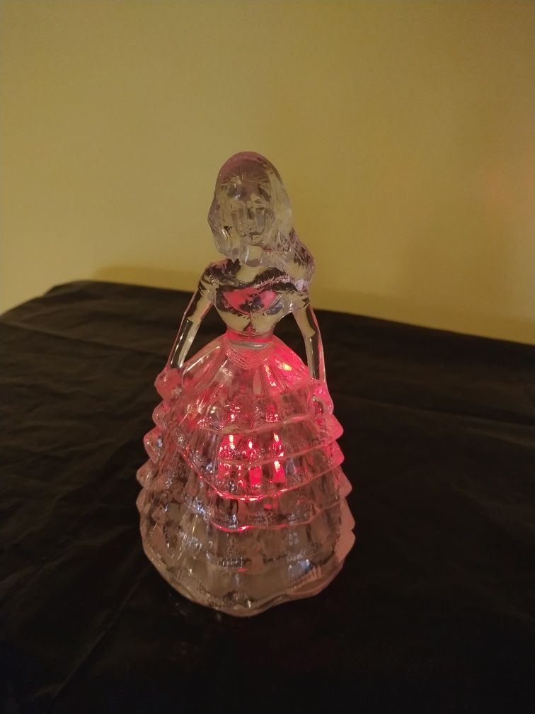 2 Bonecas princesa plástico cristal luminosa 12 cm altura bolo nova