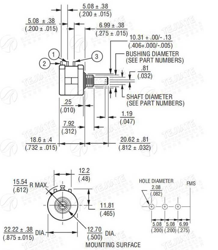 Переменный резистор 10 кОм многооборотный с ручкой 3590S-2-103L