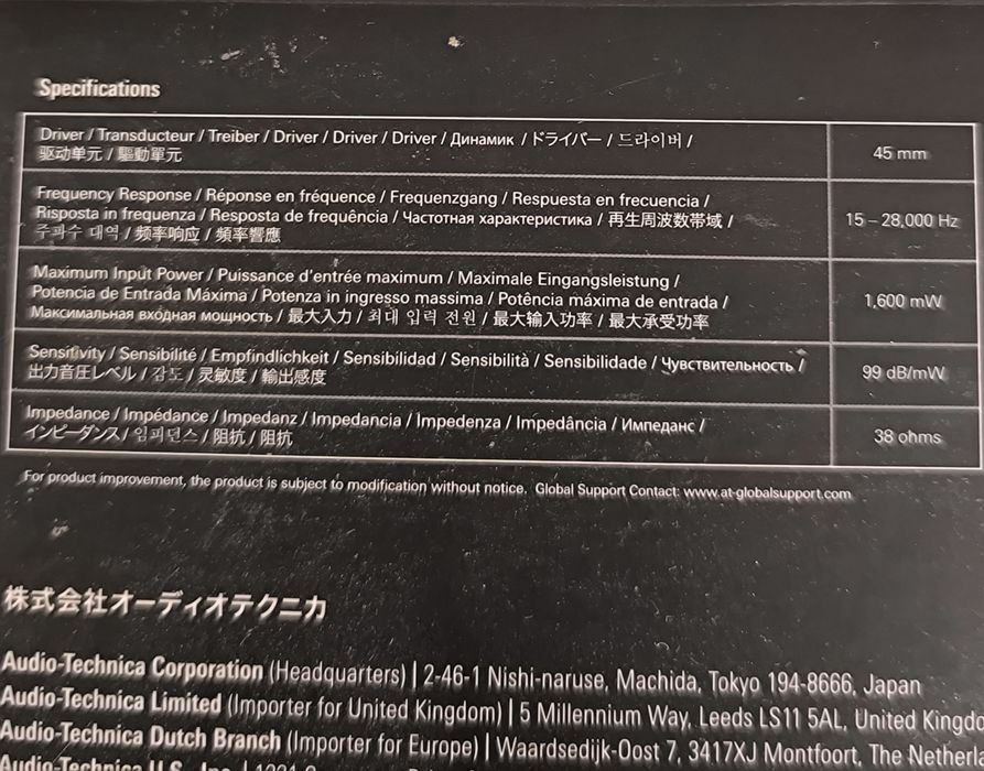 Vendo auscultadores audio Technica  ATH 50x Negociável
