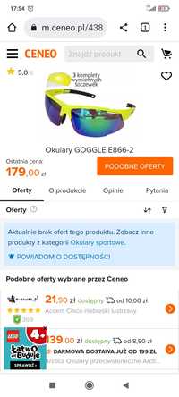 Okulary sportowe sprzedam za 80 zł cena nowych 179 zł