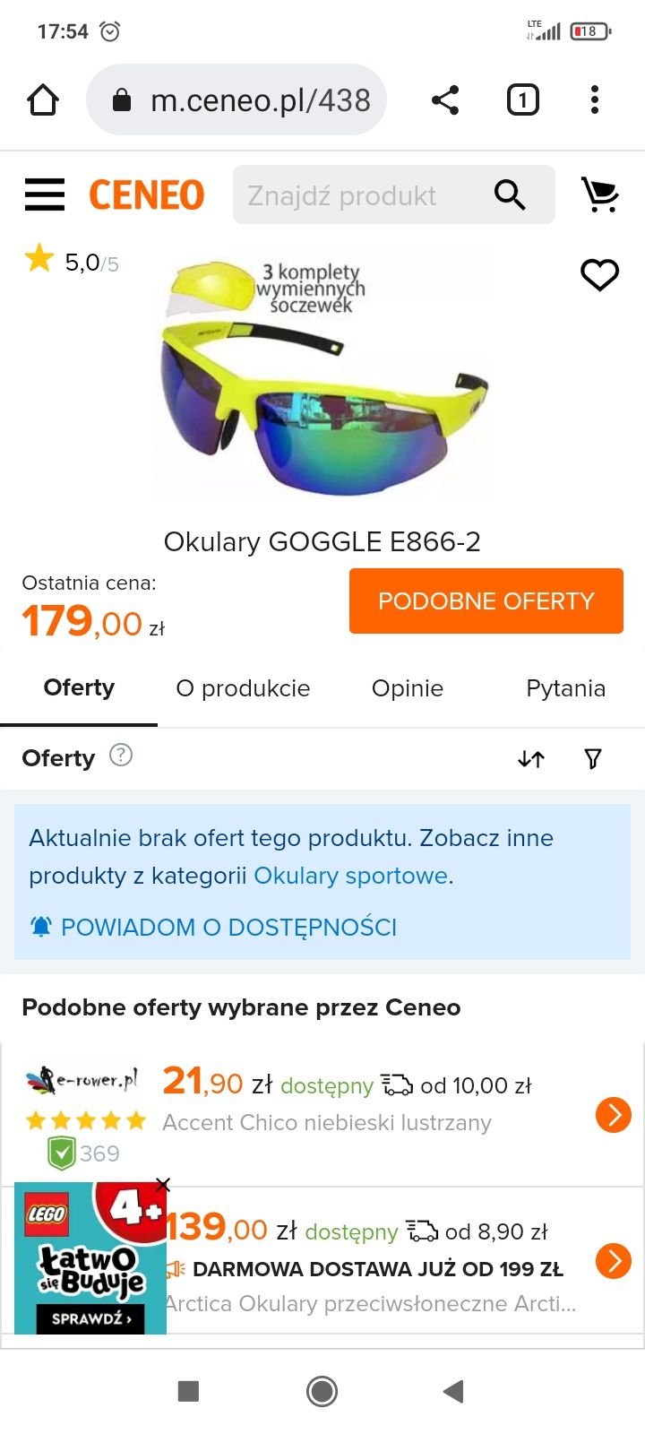 Okulary sportowe sprzedam za 80 zł cena nowych 179 zł