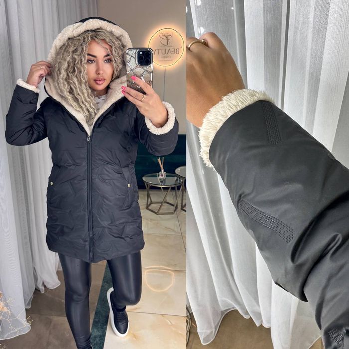Тепла зимова  жіноча стьобана куртка на хутрі.42-44,46-48,50-52