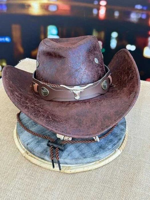 Kapelusz kowbosjki skórzany western country rodeo impreza prezent