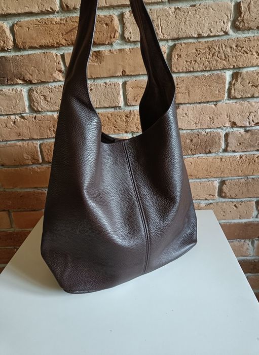 Torebka włoska Vera Pelle skóra naturalna  czekoladowa