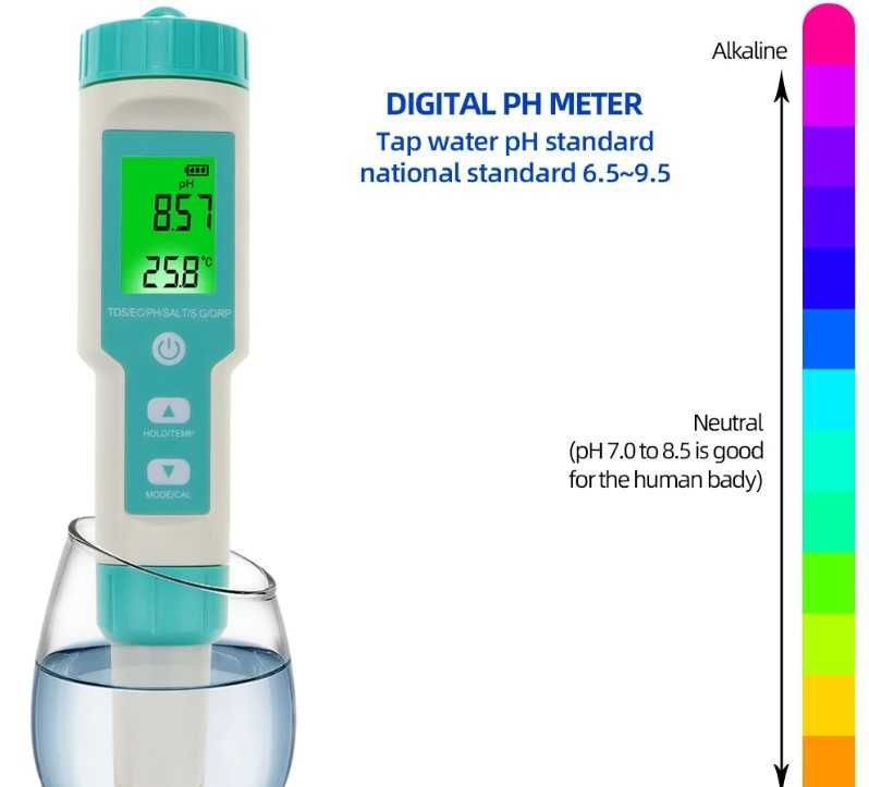 Caneta de Medição 7 em 1 (Água)  PH TDS EC ORP Salinidade Temperatura