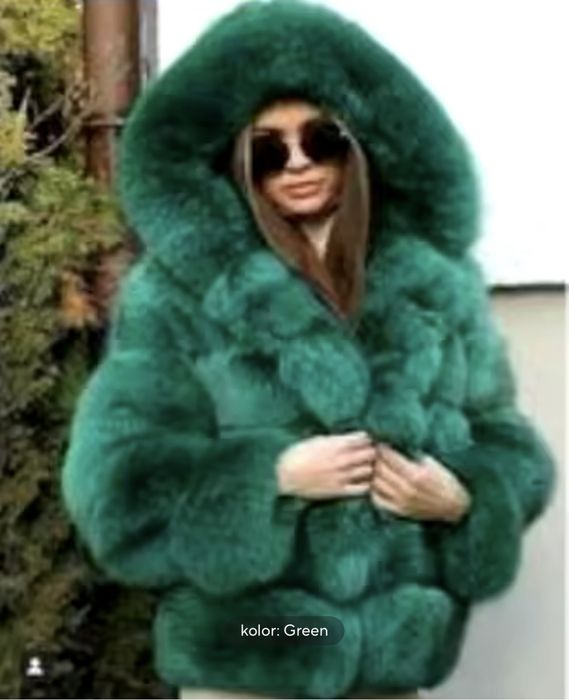 Kontantto futro kurtka sztuczne z kapturem xs-4xl