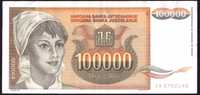 Jugosławia, banknot 100.000 dinarów 1993 - st. +3