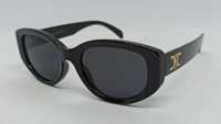 Брендовые стильные женские очки от солнца черные  с золот лого 8873