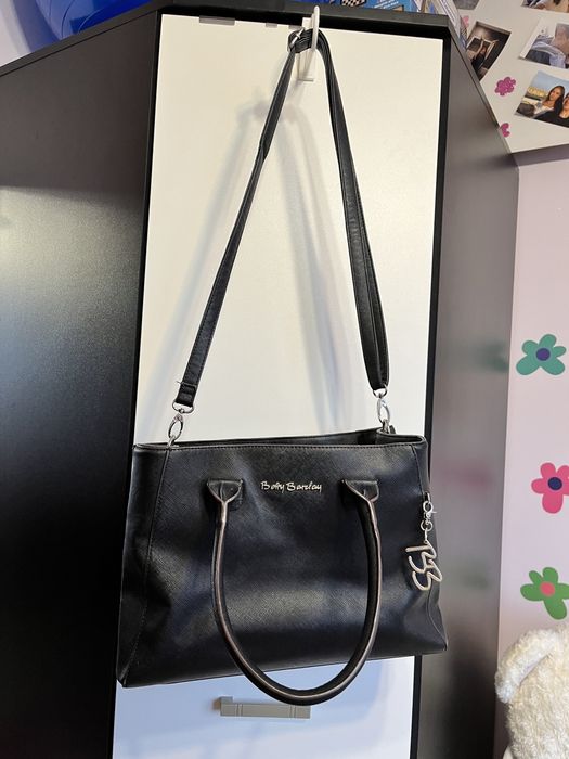 torba duża na ramie czarna skórzana a4 betty barclay z paskiem
