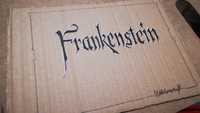 Frankenstein desenho de caligrafia a tinta, caneta e grafite 24,5x17cm