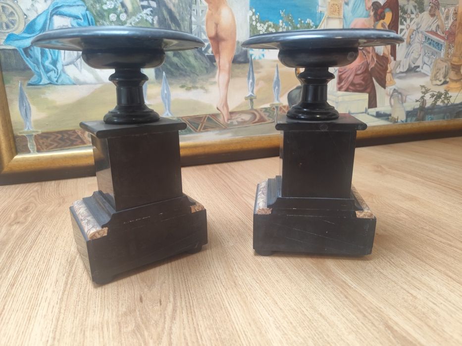 Świeczniki Marmur Czarny Stylowa Ozdoba