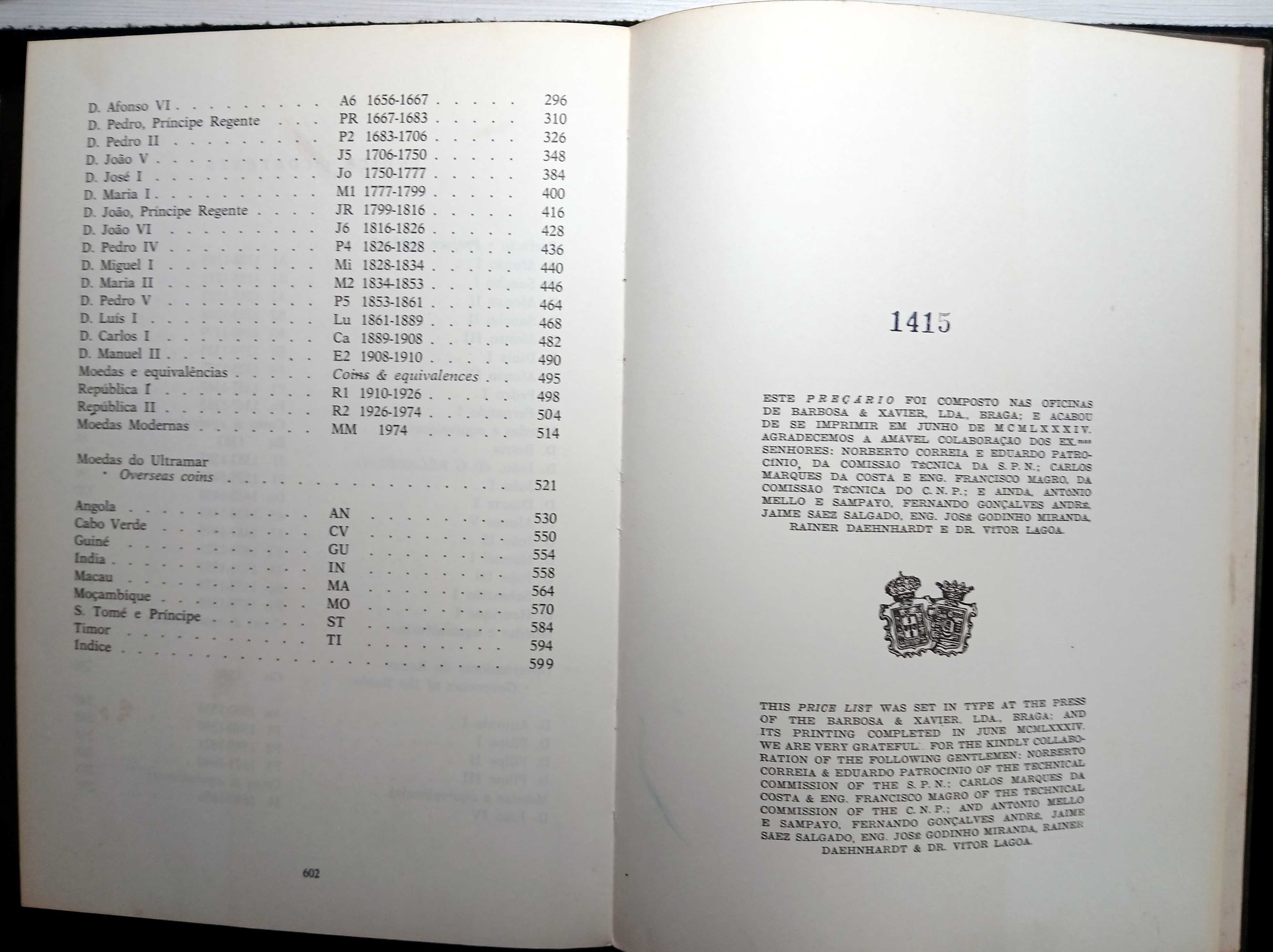 Livro: Livro das Moedas de Portugal, preçário 1984/85